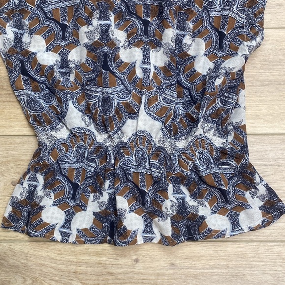 Escada Blue and Brown Patterned Blouse - Picture 7 of 12